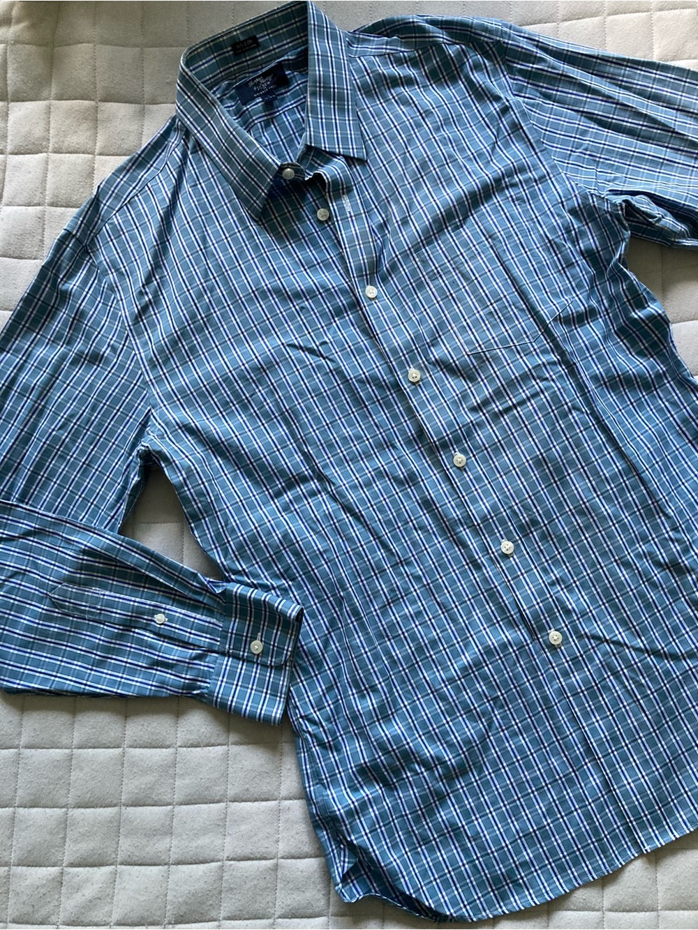 J. Crew Men's Blue Plaid Long-Sleeve Button-Down Shirt